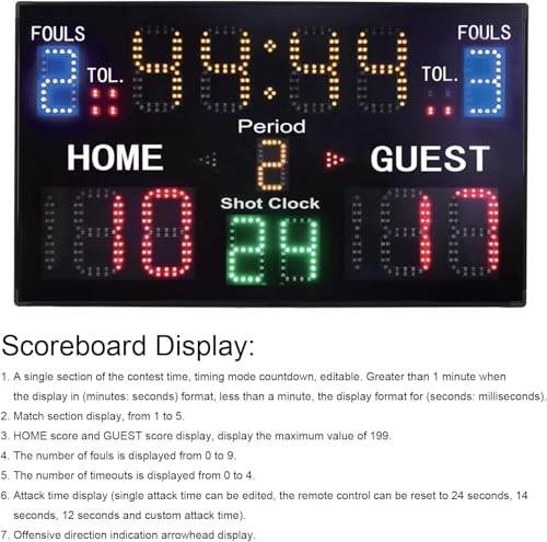 Tableau de score électronique portable LED à 8 modes avec télécommande multisport