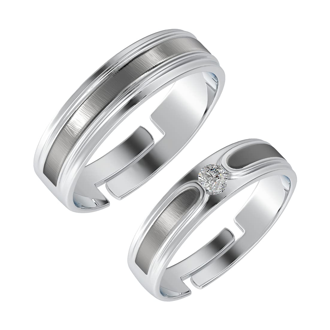 clara Pure 925 Sterling Silver Eternity Adjustable Couple Band, Promise Rings for Lovers | Gift for Men and Women | Partial Matte Finish-picture-24