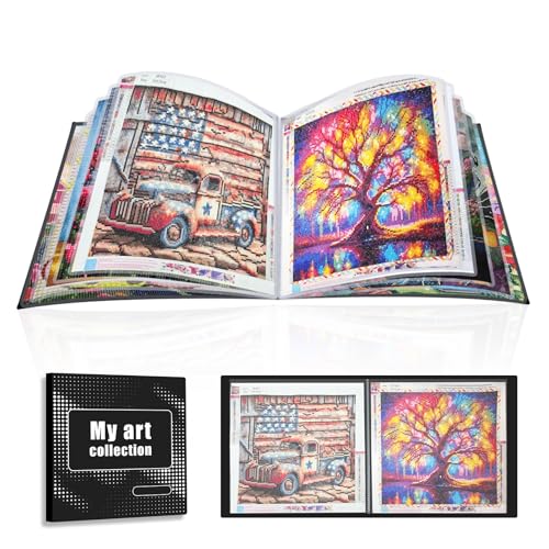 Image of Diamond Art Storage Book with Accessories Painting Storage for Diamond Painting Kits, Tools & Supplies Album 15.7x15.7inch Art Collection Binder Book Square Folder 40x40cm(Black)