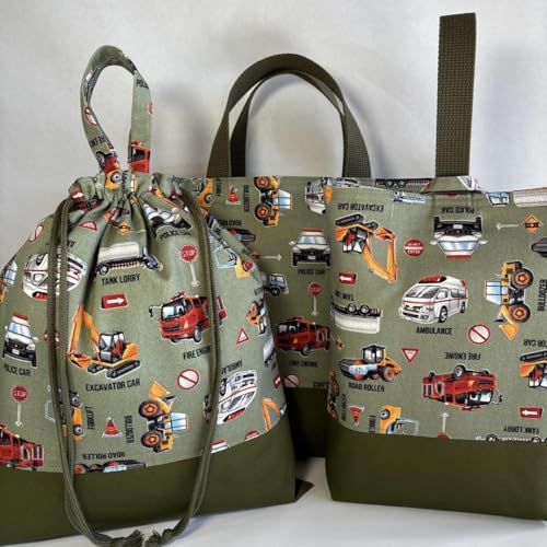 働く車 81レッスンバッグ体操着袋お着替え袋上履き入れ 入園入学