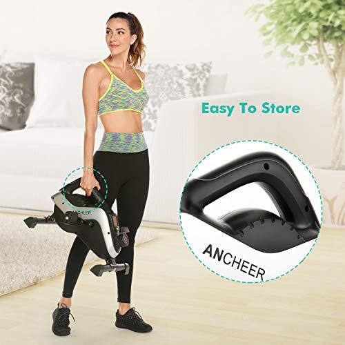 ANCHEER Under Desk Bike Pedal Exerciser - Mini Magnetic Stationary Exercise Bike for Home and Office Fitness, 2-in-1 Peddler Equipment for Knee Leg Arm Strength Training with LCD Monitor