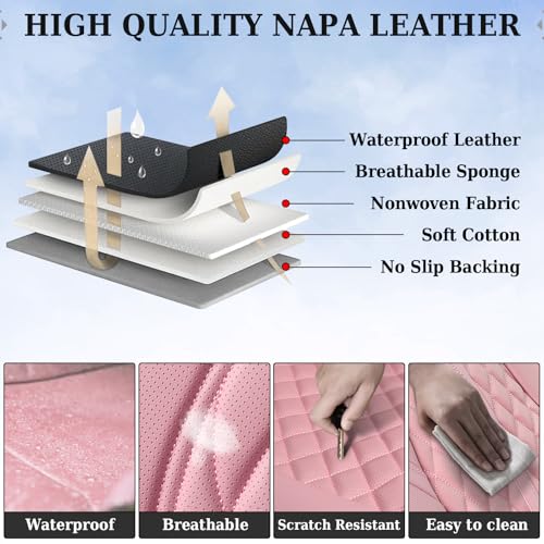 Image of Coverado Car Seat Covers, Car Seat Covers Front Seats, 2-Pack Front Seat Cover, Nappa Leather Waterproof Seat Covers, Car Seat Protectors, Automotive Seat Covers Universal Fit for Most Vehicles