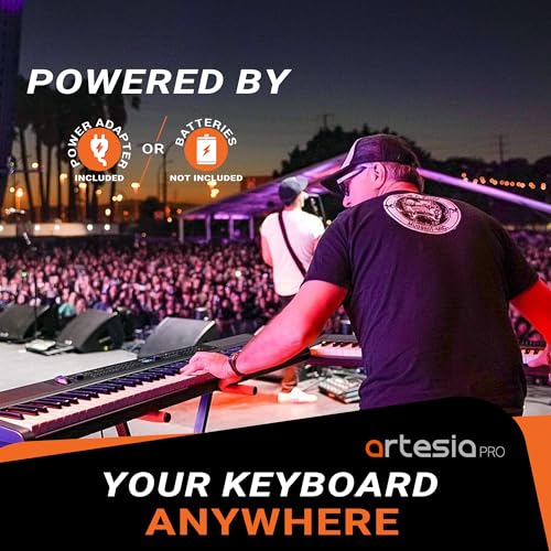 Image of Artesia PE-88 Arranger Keyboard Piano with Full Size Velocity Sensitive Keys - 88 Key Semi-Weighted Keyboard Workstation - Portable Electric Piano Keyboard with 137 Voices & 100 Backing Track Styles