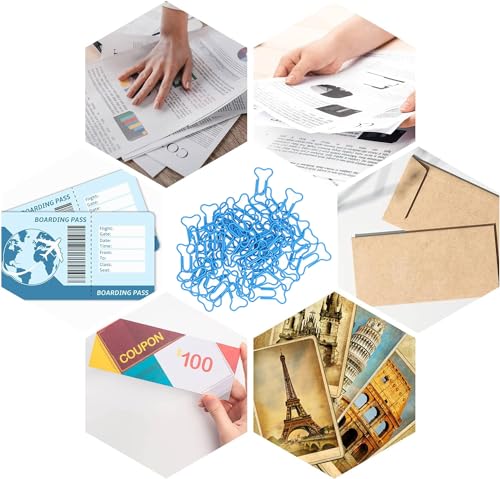 Fyearfly Büroklammern, 50 Stück Farbe Tragbare Knochen Rutschfestigkeit Büro Büroklammern für Aktenklassifizierung, DIY Erstellung, Schul und Bürobedarf für Schreibwaren (Blaue)