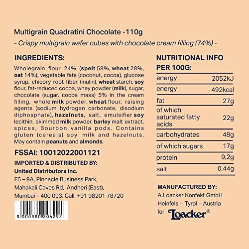 Image of Loacker Multigrain Quadratini Chocolate, 110g