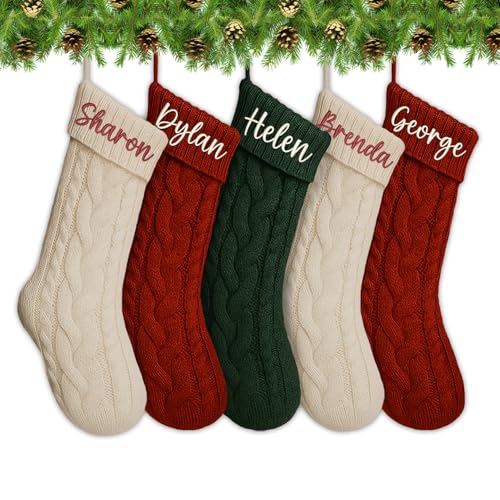 EPIGNA Custom Name Embroidered Christmas Stockings – Personalized Holiday Stocking with Name,...