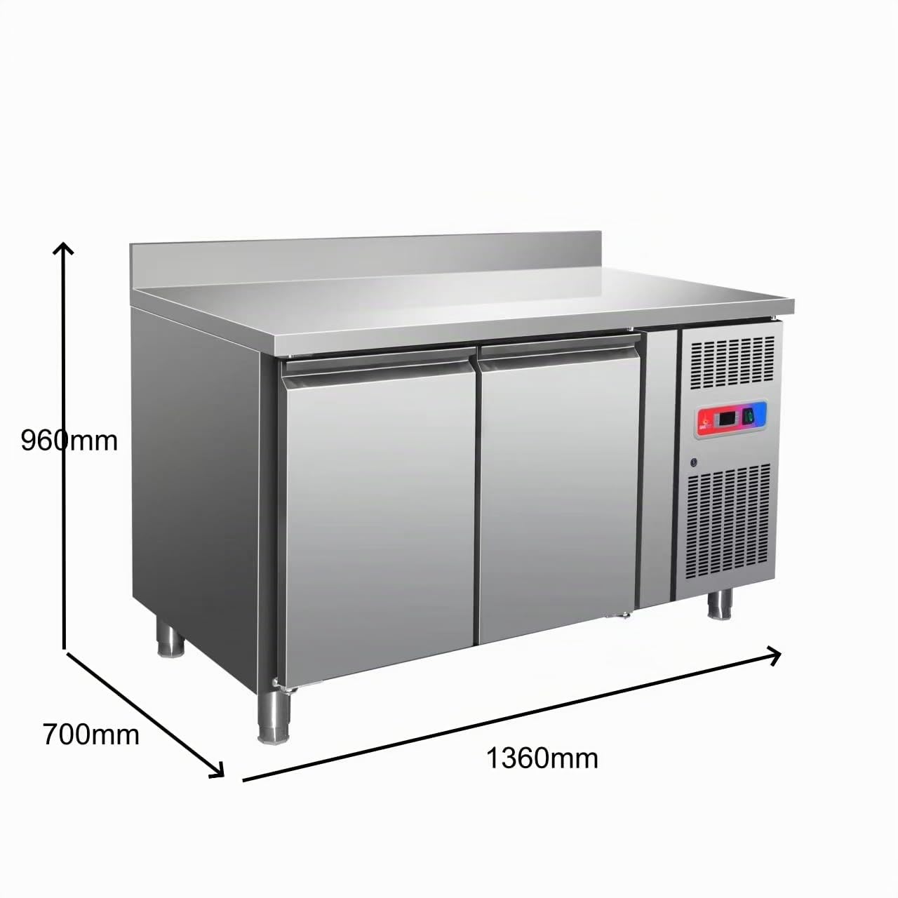 Bajo mostrador refrigerado industrial ventilado acero inoxidable 300L 500L 600L | 2, 3 y 4 puertas | Refrigeración ventilada +2ºC/+8ºC | Termostato Dixell | Hostelería profesional