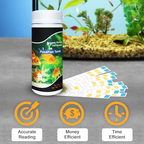 JOR Aquarium Water Test Strips, Compatible with Swimming Pool, Freshwater and Saltwater Fish Tanks, Detect pH, Chlorine, Carbonate, Water Hardness, 100 Strips