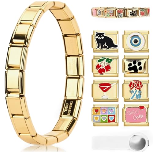 SCBOY 10PCS Italian Charm Bracelet Gold DIYB
