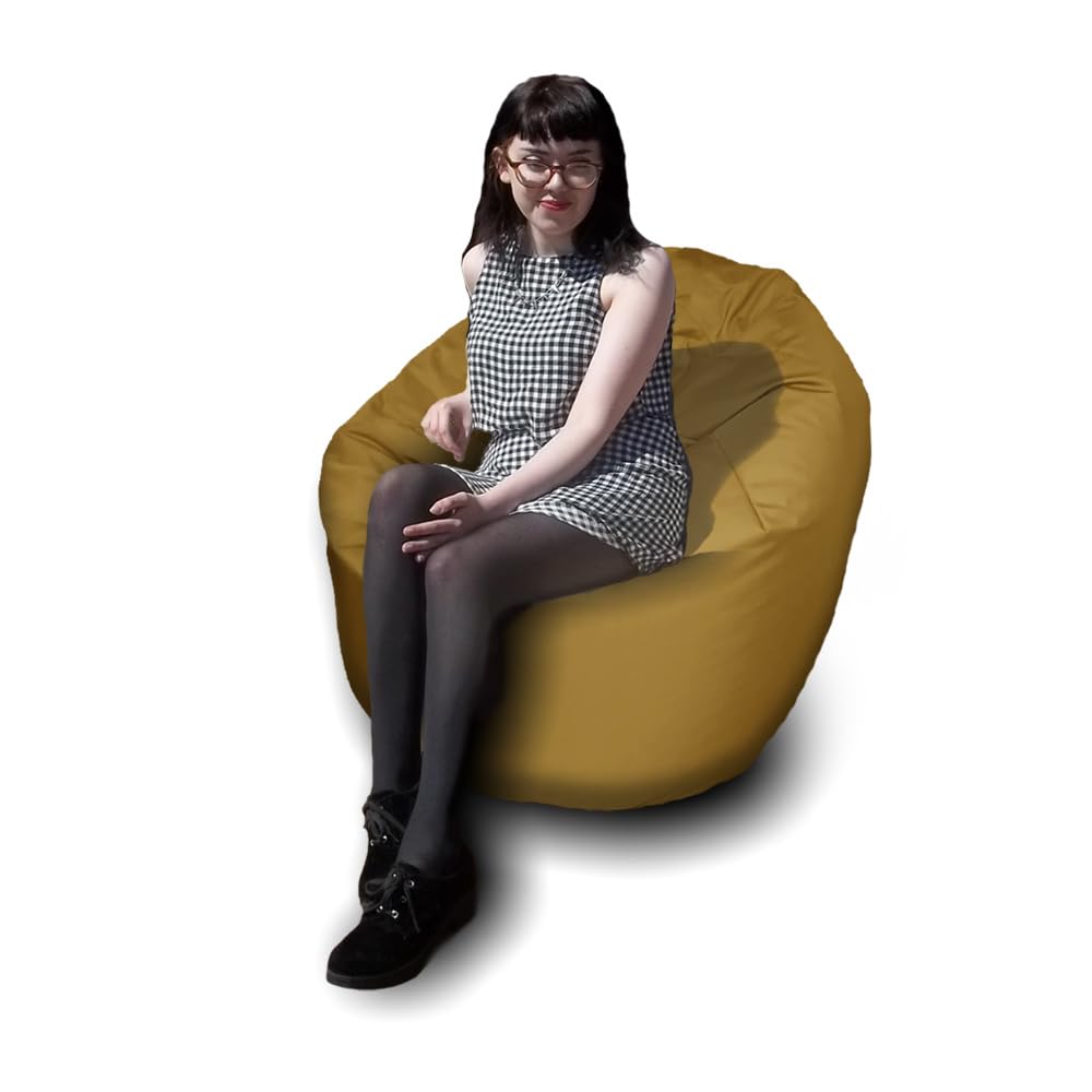 Bean Bag Beanbag, Cotton, Gaming Chair Seat Lazy Lounger Couch, for All Ages. Filling Included, Fire Retardant Covers & Filling. (Yellow, Large (70 x 70 x 90 cm))