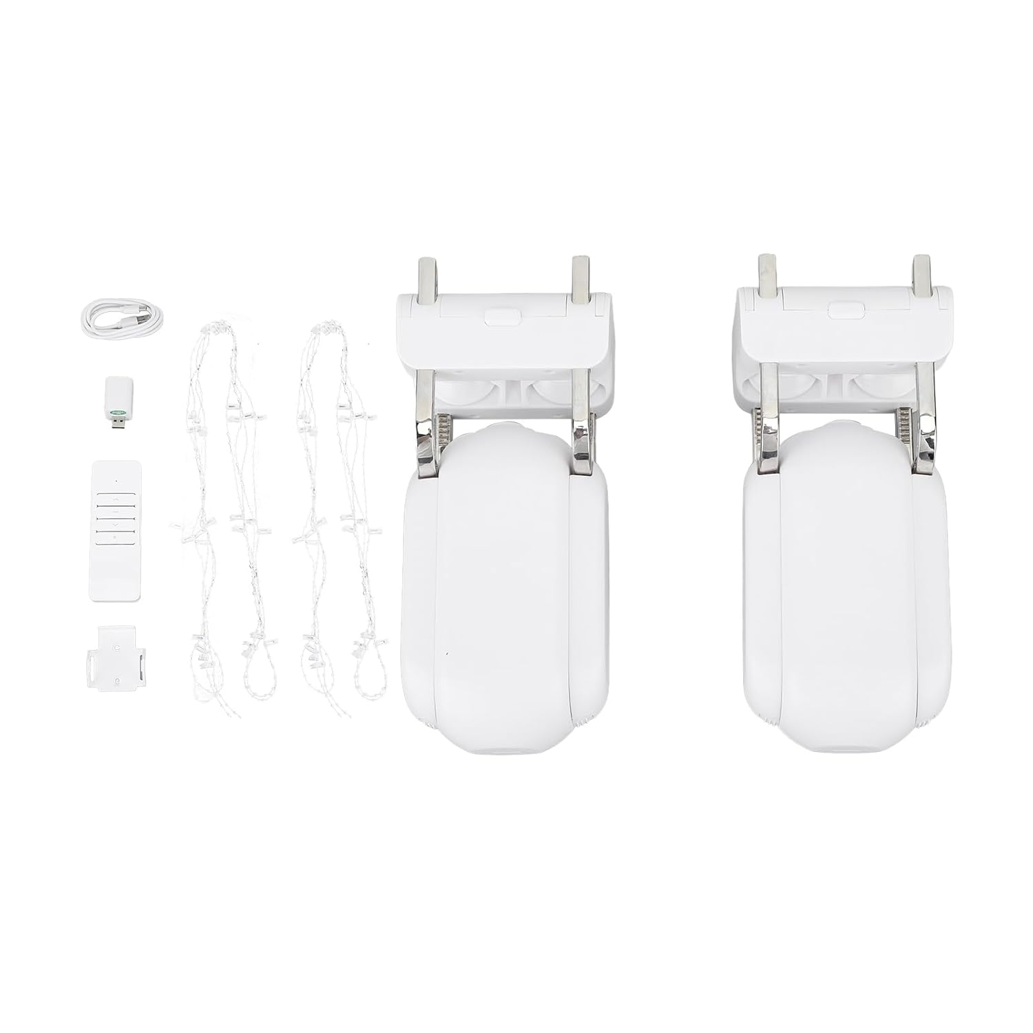 Curtain Art Electric Smart Curtain Motor, 2-Pack, App Control, Voice Compatible with Assistant, 5200mAh Battery, Silent DC Motor, Temperature and Light Sensors, Remote Control