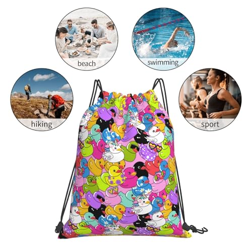 Funny Cartoon Cute Duck Colorful Drawstring Backpack, Small Gym Bags for Men Women, String Backpack Sports Sackpack3