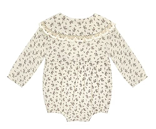 Baby Girl Fall Clothes Outfits Cute Long Sleeve Ruffles Embroidered Bubble Romper Lapel Jumpsuit Bodysuit with Hat2