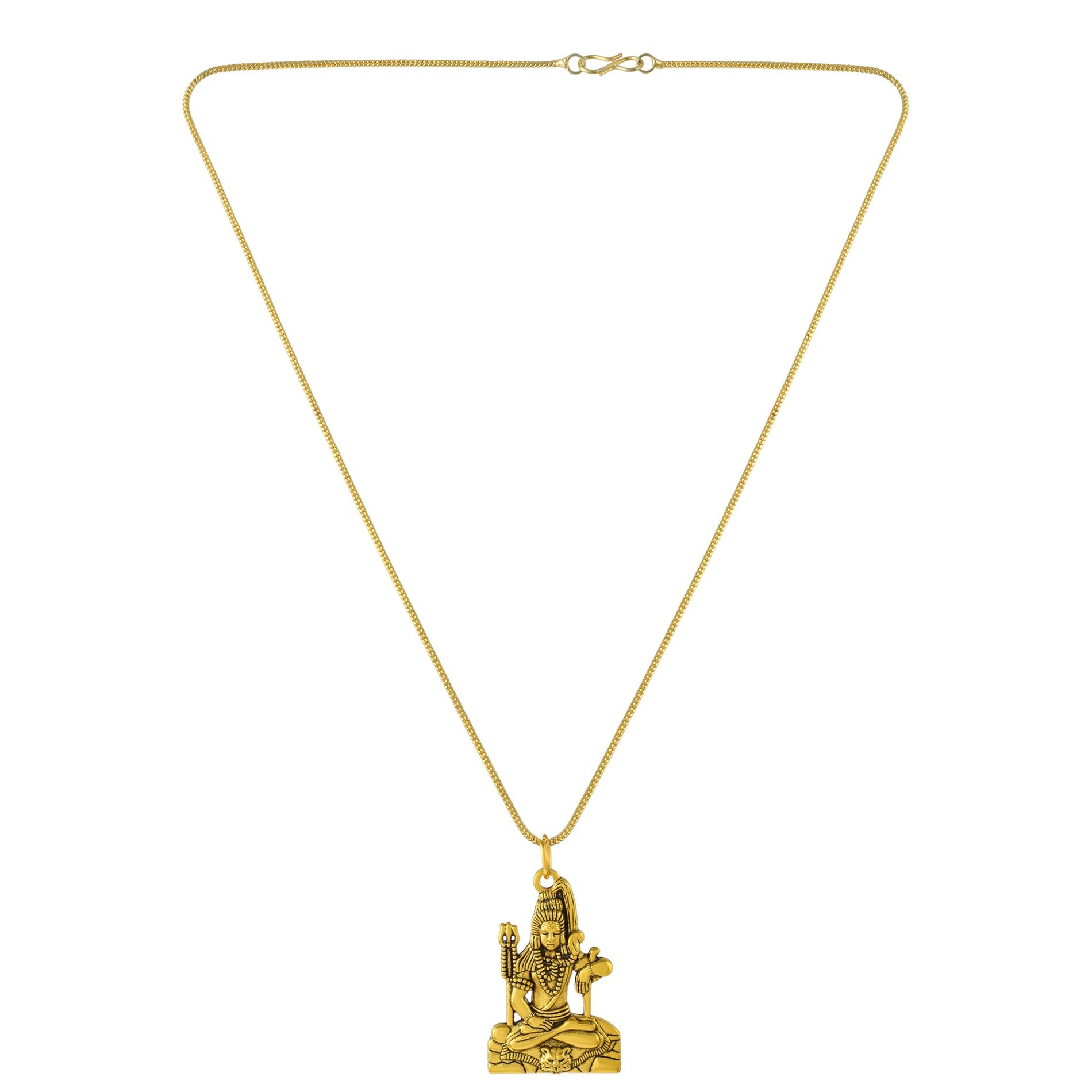 admier Gold Plated Shiva Mahadev Bholenath Hindu Chain Pendant, Temple Jewellery Locket for Men and Women(ACPC0107A)-picture-41
