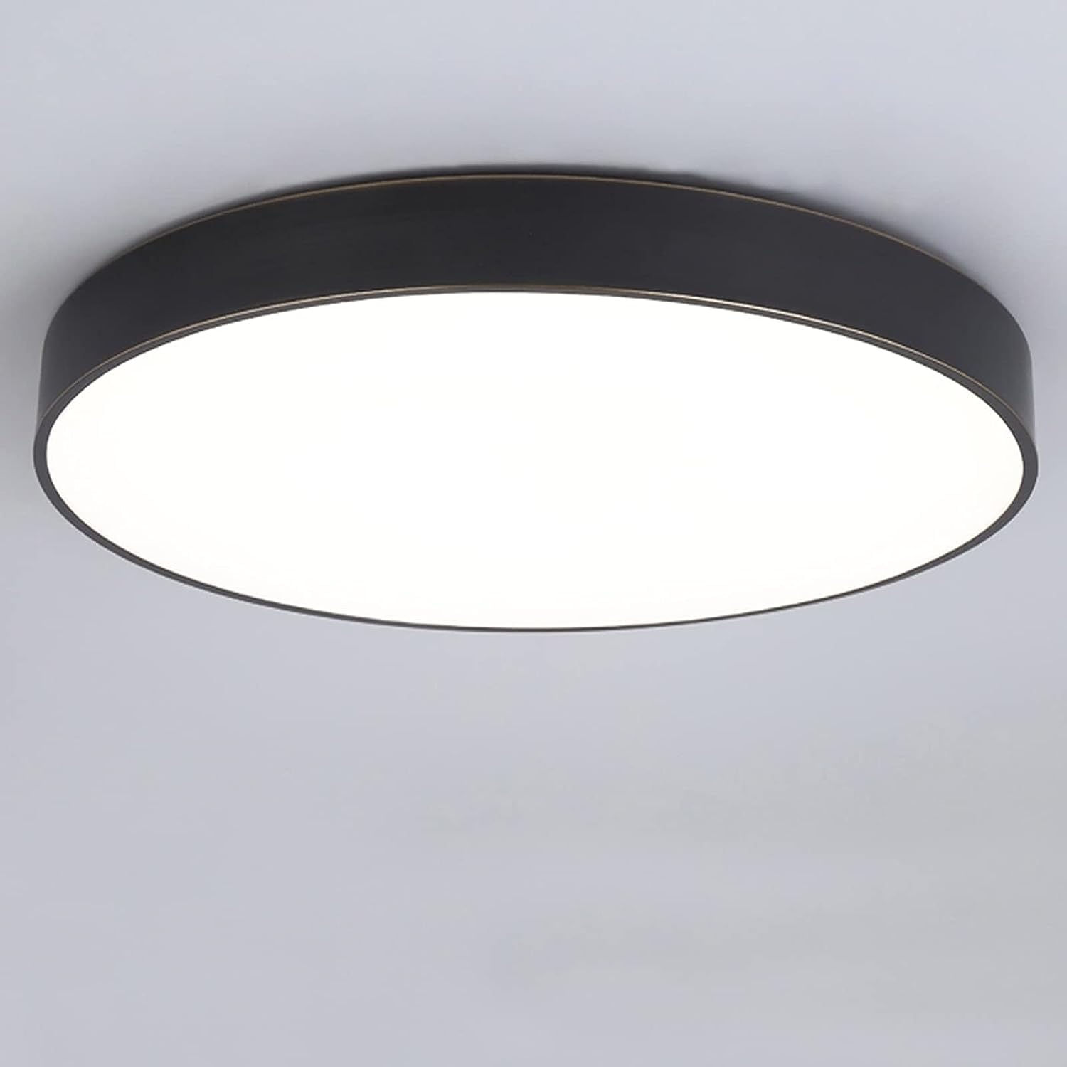 Ceiling Mounted LED Surface Light, 8 Inches, 30 Watts, Black Body, White Light Color.
