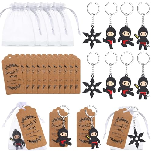 KUBDPQOR Ninjago Pinata – Ensemble de Fête d'anniversaire avec 24 Clés USB Ninja, Sacs en Tulle et Étiquettes de Remerciement