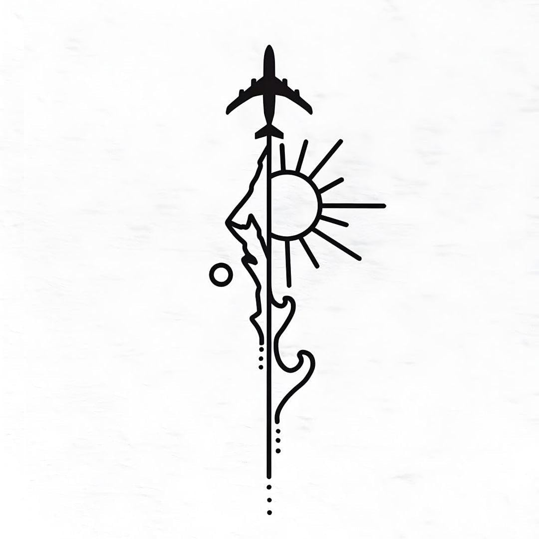 Adventure Awaits Semi-Permanent Tattoo – Wanderlust Travel Design (Airplane, Sun, Path), Realistic Temporary Body Art for Explorers, Waterproof & Skin-Safe Organic Ink, Lasts 1-2 Weeks-image-22