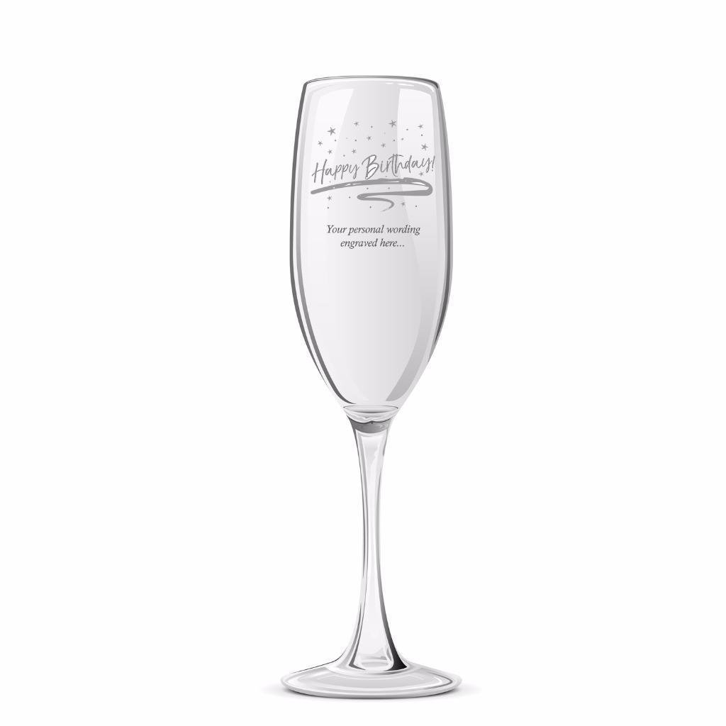 Ukgiftstoreonline Happy Birthday Gift Sentiment Personalised Engraved Champagne Prosecco Glass