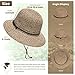 Simplicity Womens Beach Hat, Wide Brim Lightweight Straw Cute Sun Hat with Chin Strap Roll Up Sun Visor, Coffee/Brown