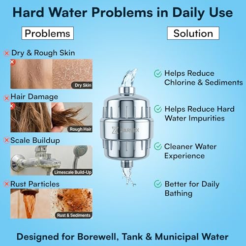 Image of 15-Stage Hard Water Filter for Tap & Shower | Water Softener for Bathroom | Shower Filter for Hard Water | Water Filter for Tap | Helps Reduce Chlorine, Rust, Sediment & Impurities