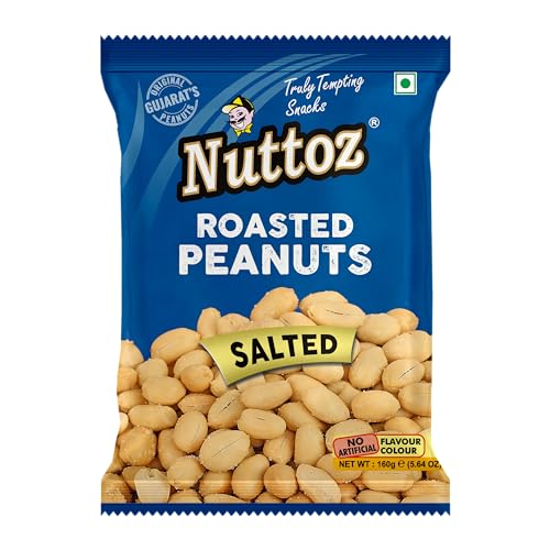 Image of Nuttoz Roasted Peanut Salted - Pack of 2 (160gm each) | Jumbo Roasted Moongfali | Non Fried Ready to Eat Healthy Snack | Crunchy Snack and Namkeen