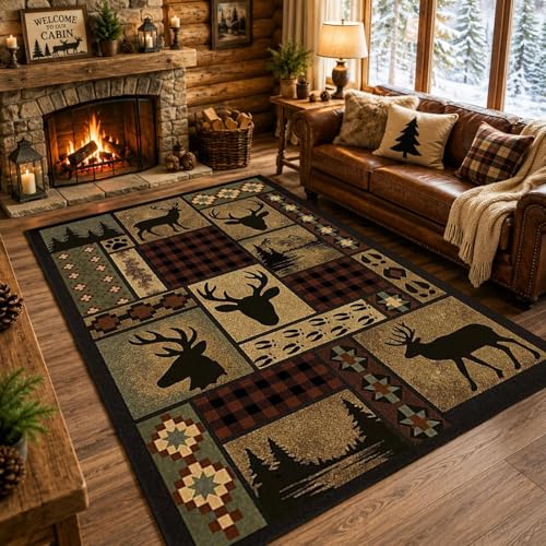Tapete Deer Rug 3x5 ft con diseño rústico y antideslizante miniatura 1