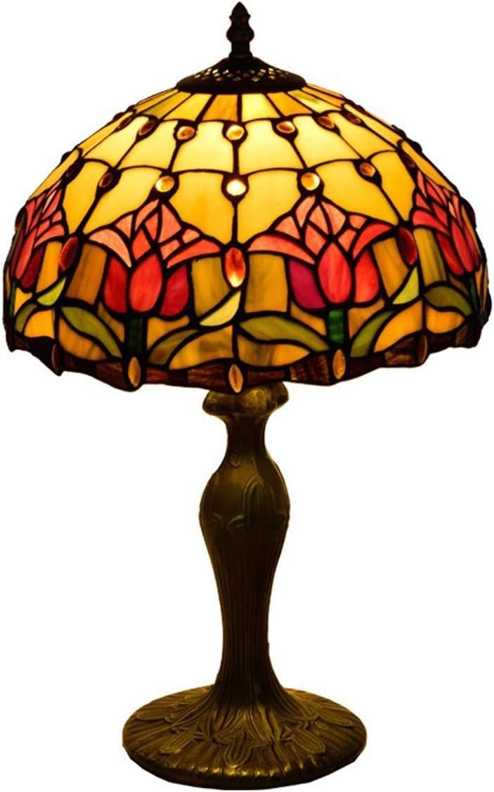 Table Lamps Stained Glass Desk Antique Bedside for Bedroom Living Room