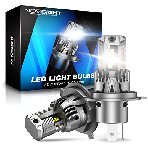 NOVSIGHT Bombilla H4 LED - 16000LM 60W Bombilla LED para Exteriores, 6500K 500% Blanco Intenso Faros para Automóviles y Motocicletas, Kit de Repuesto de Bombilla Halógena y Xenón para Automóviles (H4)