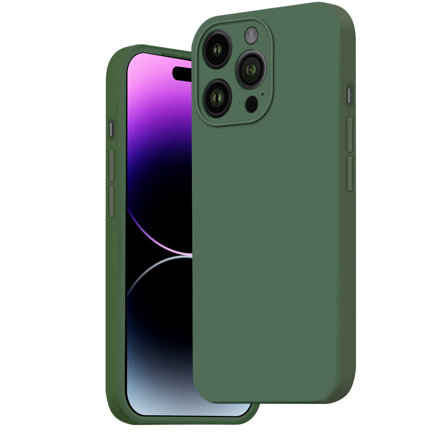 Photo 1 of 23 PACK JINYUDA Liquid Silicone Case for iPhone 14 Pro Max, Anti-Fingerprint, Camera Covered, Soft Microfiber Lining, 3-Layer Updated Full Body Protective Case Shockproof, Slim Phone Case (Olive Green)