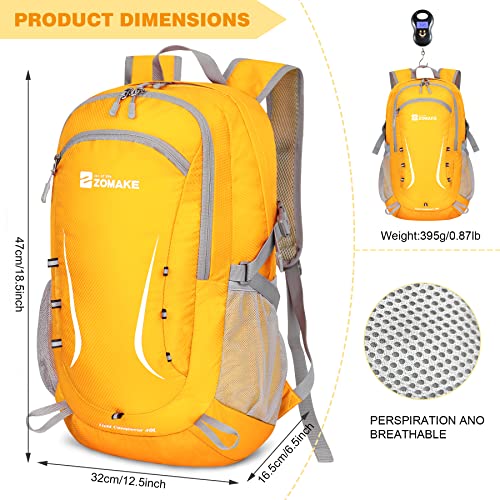 Zomake Packable Hiking Backpack 40L:lightweight Foldable Backpacks Water Resistant - Small Packable Back Pack Travel Day Pack For Camping Hiking Women Men (Yellow) #TOP1