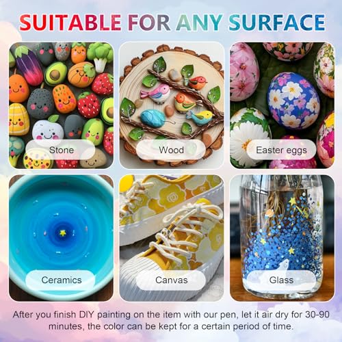 Rbleote Porzellanstifte Spülmaschinenfest, 12 pcs Porzellanmalstifte mit Doppelspitze, Porzellanstifte, Glasmalstifte, für Zum Bemalen von Tassen, Porzellan, Holz, Metall (24 Farben)