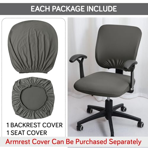Image of HOKIPO Office Chair Cover for Task Chair - 140 GSM Stretchable Fabric - Anti-Slip & Washable - Fits Small Office Chairs Without Headrest, Ash Grey (AR-6203-LGRY)