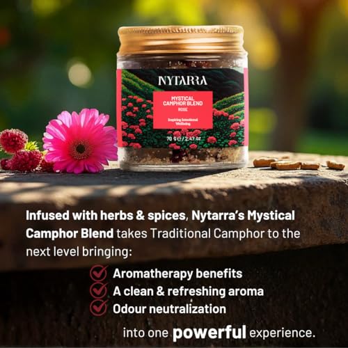 Image of Nytarra Mystical Camphor Trio - Rose, Sandalwood, Frangipani | Original Pure Camphor Infused with Aromatic Herbs & Spices | Diffuser Friendly Botanical Blend | Clean Aroma