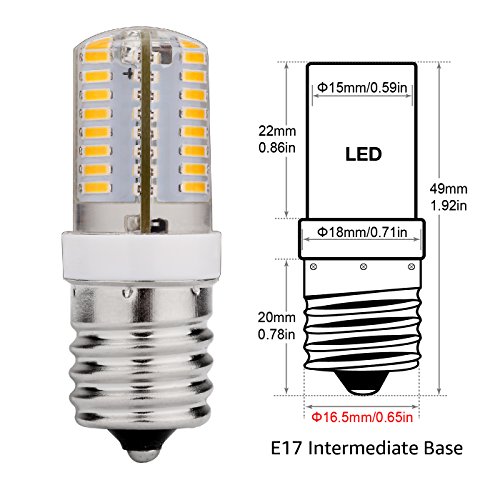 Jauhofogei E17 Led Bulb, 120V Ac, Warm White 3000K, 3 Watt, 25W Microwave Oven Replacement Bulbs, Appliance(E17), Freezer, Intermediate Base Light Bulb, 2-Pack #TOP2