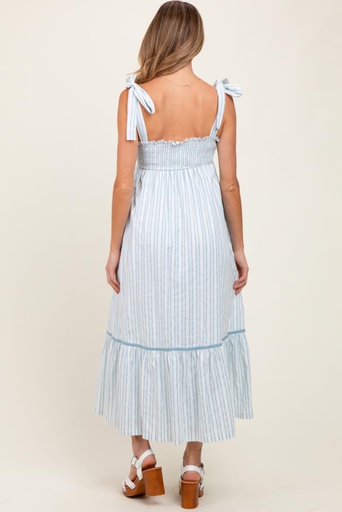 PinkBlush Striped Bow-Tie Maternity Maxi Dress