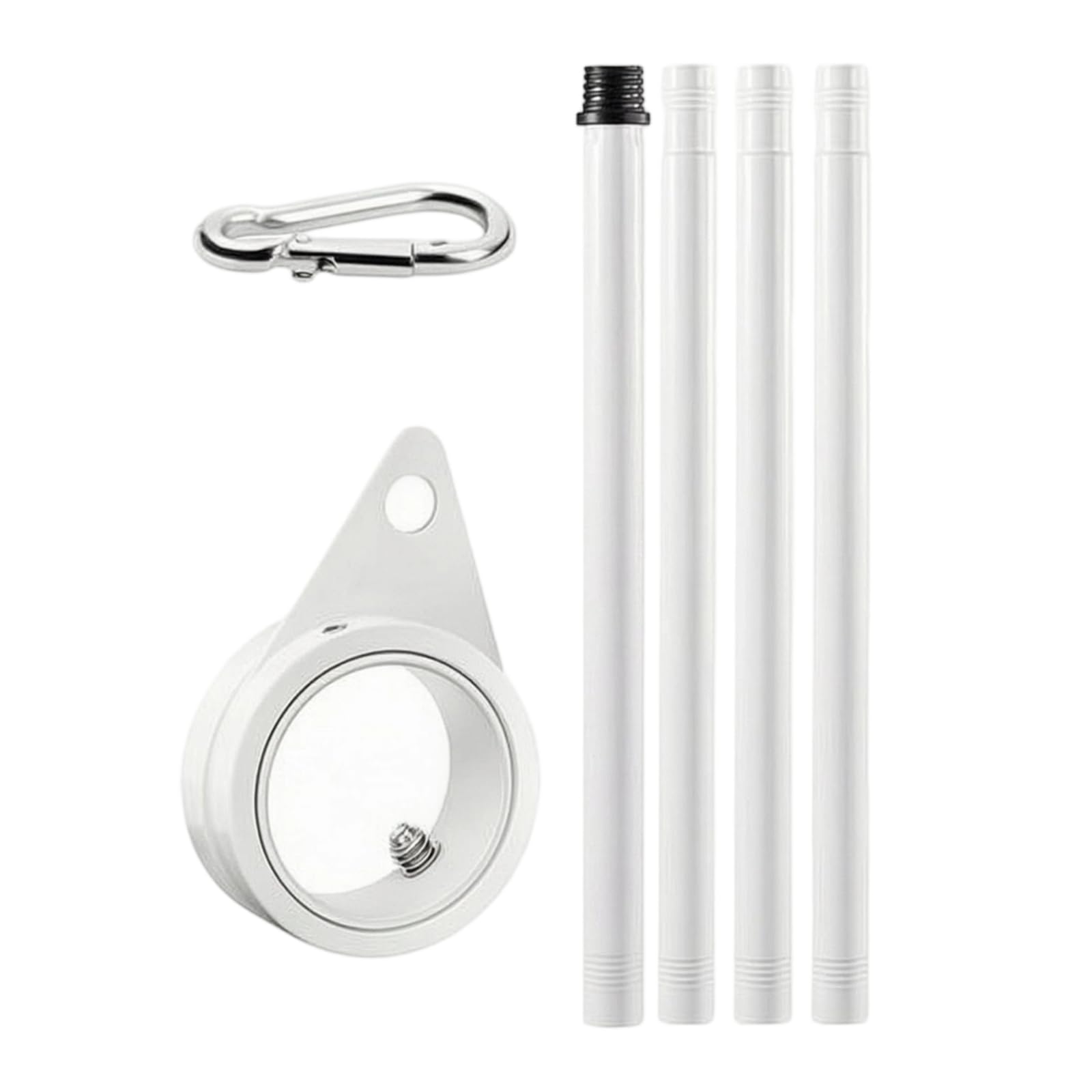 45 Degree Wall Mount Flagpole Bracket Glossy White Finish Angled Flagpole Bracket Adjustable Flag Pole Holder, 5FT 4-Section White-picture-20