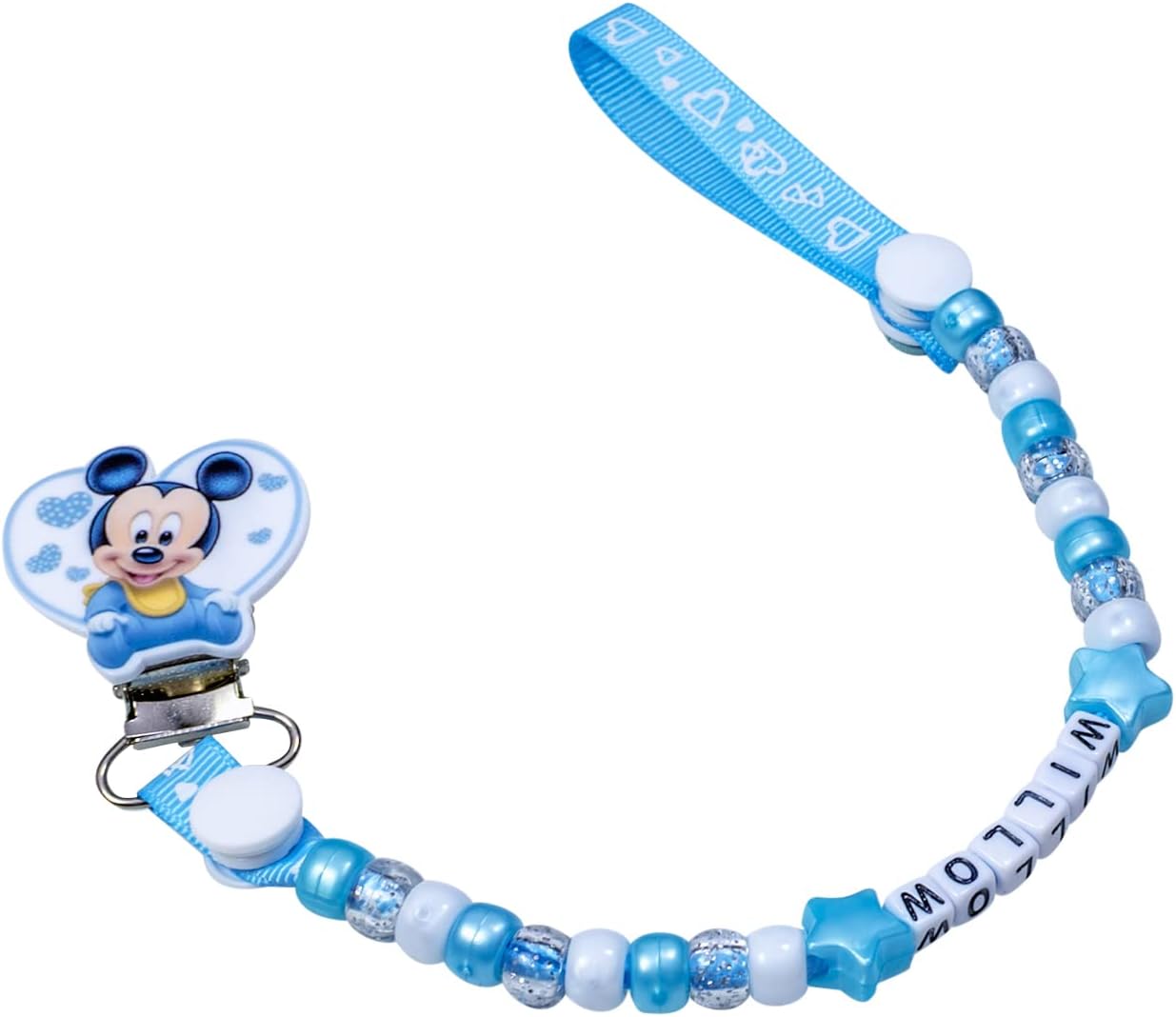 Dummy Clip Personalised Chain Strap with Name for Baby Boy Baby Girl