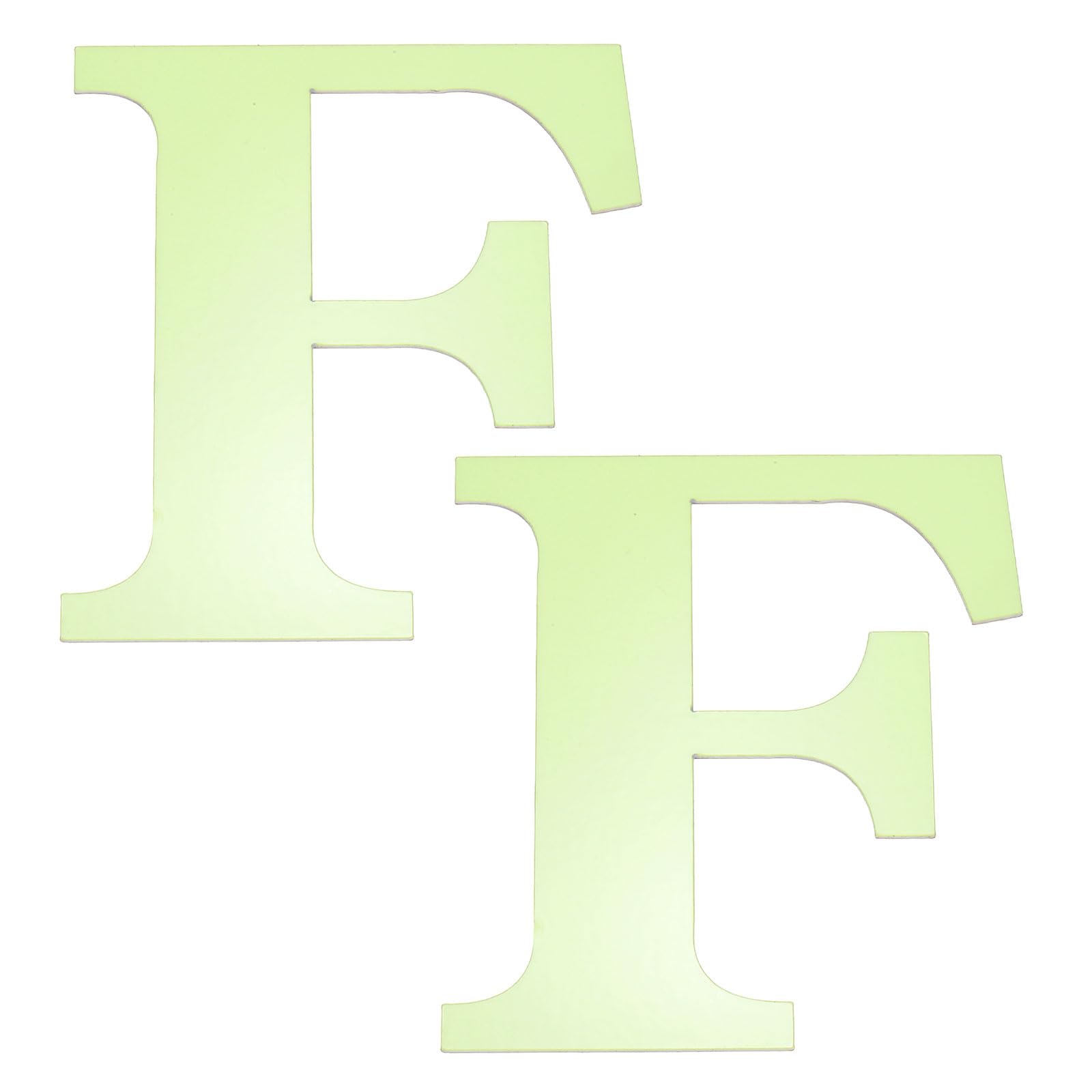 sourcing map 2Pcs 3D Alphabet Mirror Wall Stickers, 3.9" Letter F Self-Adhesive Glow in the Dark Sticker for DIY Party Wedding House Room Bedroom Wall Decoration, Fluorescent Green