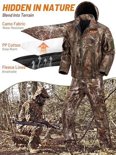 Image of NEW VIEW Insulated Hunting Clothes for Men Cold Weather, Warm Camo Hunting Jacket and Pants, Hunting Suit for Deer Duck Hunts