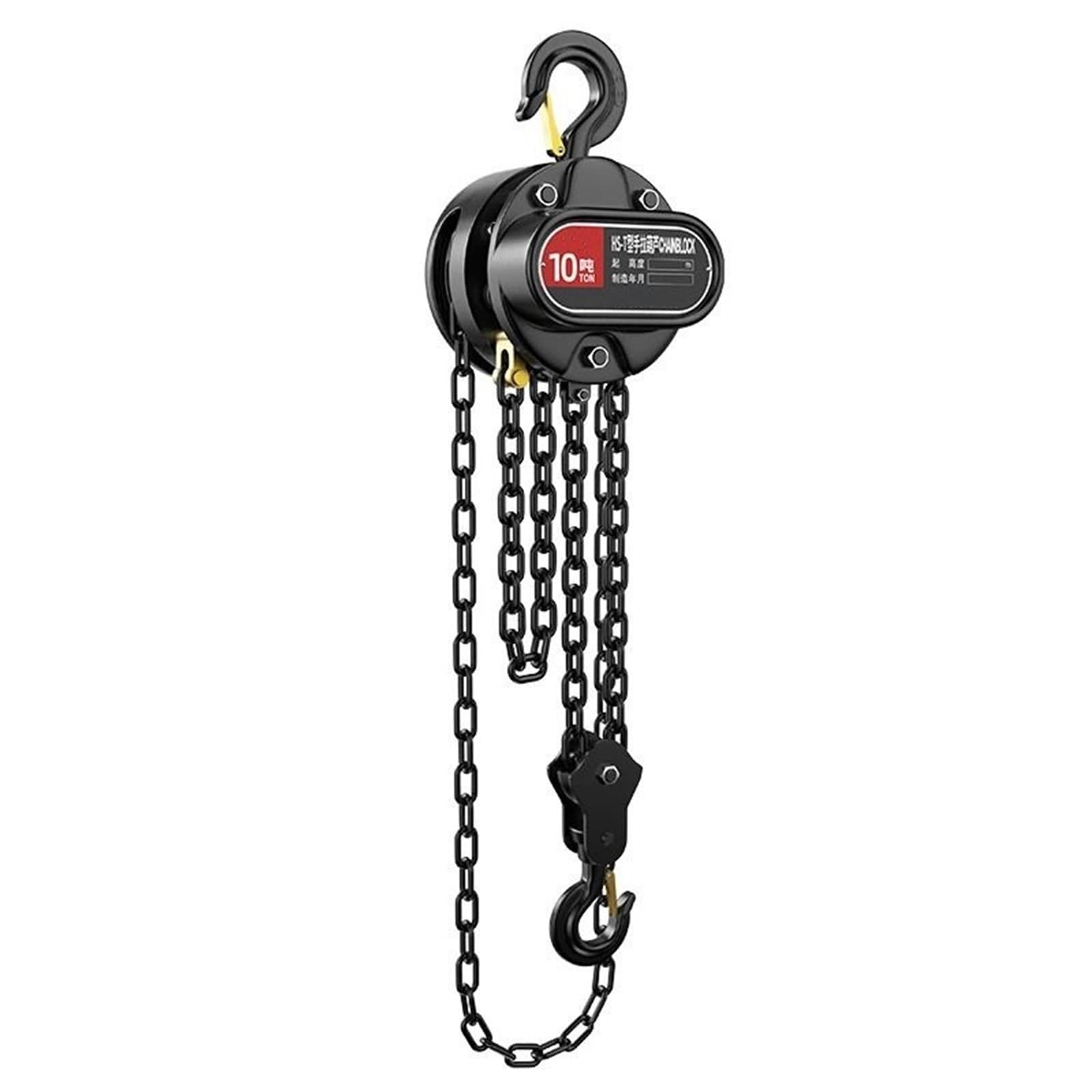Kettenzug 1/1,5/3/5/10 Tonnen | Handbetriebener Kran, rostfreie Hand für Heben(3m,1.5 Ton)
