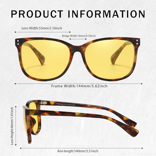 SIPHEW Anti-Glare Night Driving Glasses for Women, Polarized Yellow Lens Reduces Headlight Glare & Eye Strain for Nighttime3
