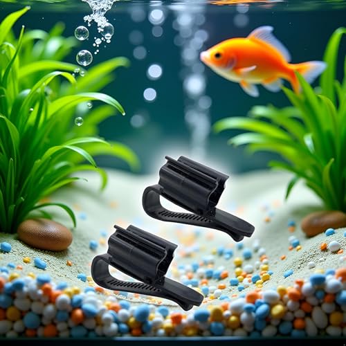 Image of 2Pcs Fish for Tank Mounting Clip Water Pipe Hose Holder Multifunction Adjustable Clamp for 0.31 inch inch-0.62 inch inch Dia Tub Aquarium Tube Holder, Aquarium Air Pump Accessories Aquarium Pumps and Filters (Black)