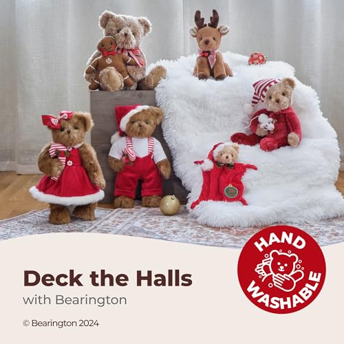 Bearington Baby Wee 1st Christmas, 8 x 7 Inch Small Teddy Bear Holiday Stuffed Animal, Christmas Baby Blanket, Santa Security Blanket