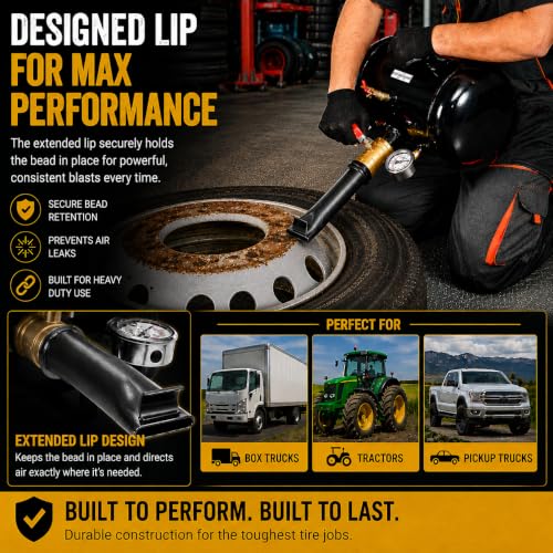 Image of XtremepowerUS 5 Gallon Tire Bead Seater Blaster with Pressure Gauge, Air Tire Inflator Seating Tool for Tubeless Tires, Carbon Steel Air Tank for Car, Truck, Tractor, ATV & Heavy Equipment