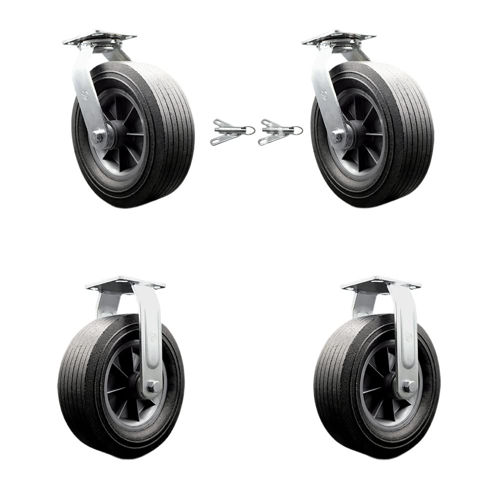 CST10 Greenlee GMX Cart Caster Set – MA6065 GMX Material Cart - Heavy Duty Replacement – Includes 2 Swivel Casters with Bolt-On Swivel Locks & 2 Rigid Casters - Set of 4 - Service Caster Brand