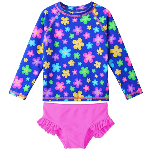 XFGIRLS Girls Long Sleeve 2-Piece Bikini Set Sun Coverage Swimsuit Set Bathing Suit