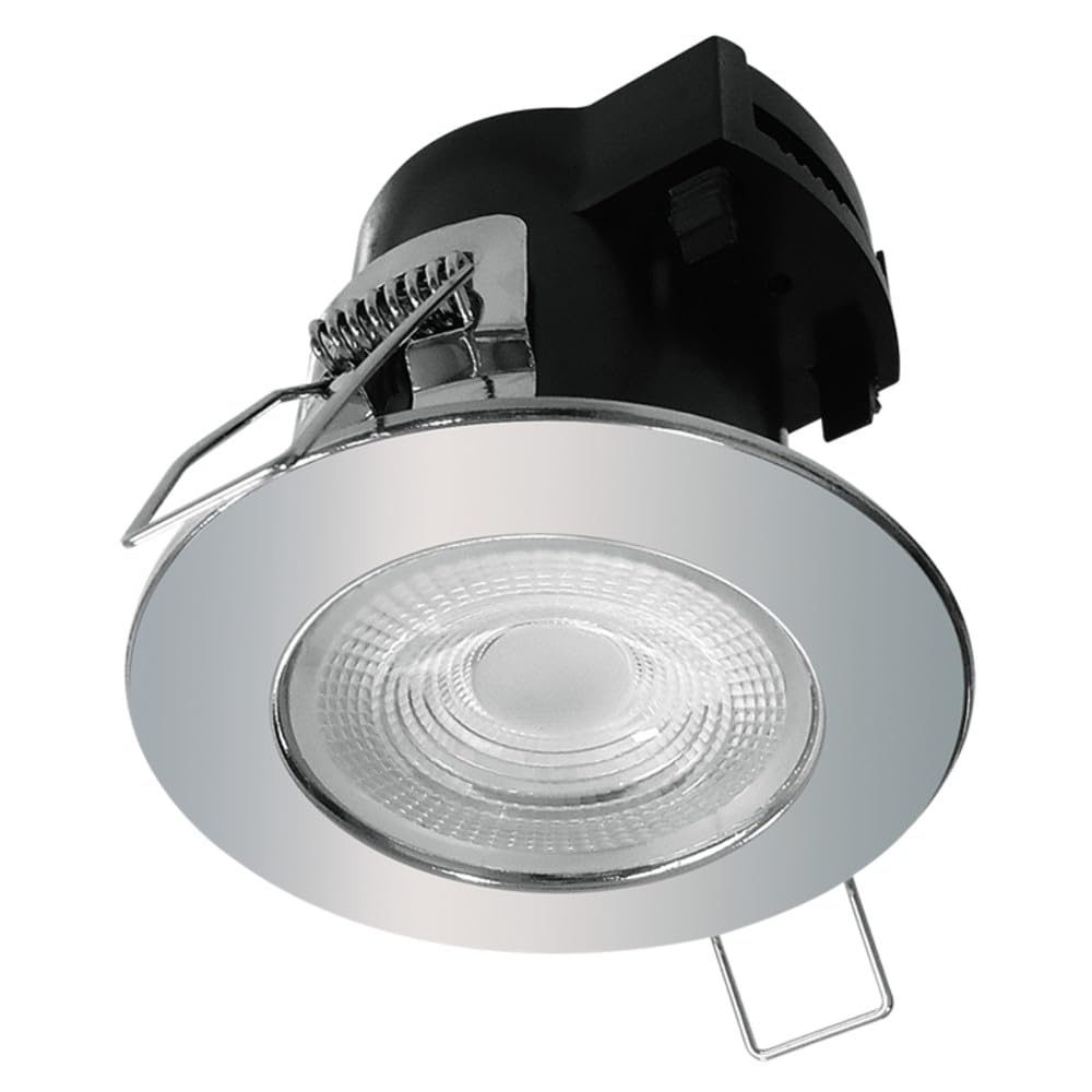5 x Eterna KFIRE4CR LED Dimmable Fire Rated Downlights 4000K 5W Polished Chrome