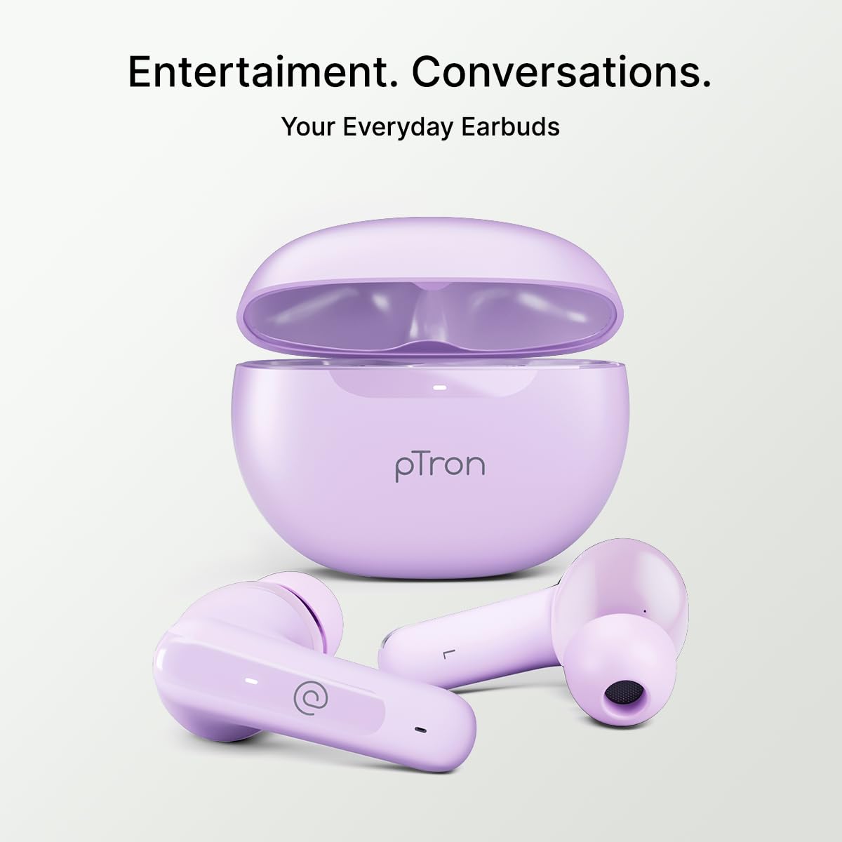 pTron Bassbuds Astra in-Ear TWS Earbuds w/Stereo Sound, 50Hrs Playtime, Stereo Calls, Custom EQ, Mobile App, BTv5.3 Headphones, Touch Control, Voice Assistant, Type C Charging & IPX4 (Lilac) — Amazon image 10