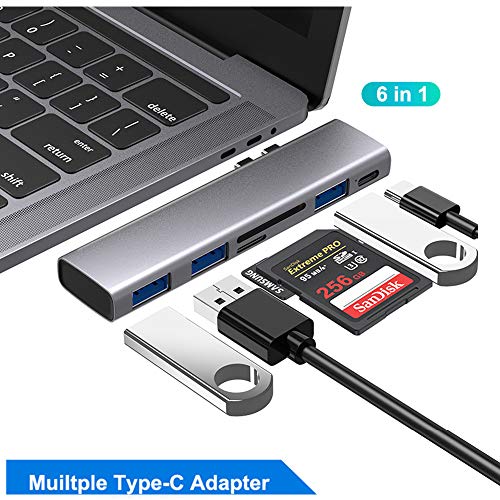USB C Hub 6 in 1 Type C Adapter with Thunderbolt 3, 5K@60Hz
