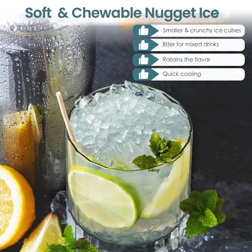 Image of Antarctic Star Countertop Ice Maker with Soft Chewable Pellet Ice, 34lbs /24Hrs, One-Click Operation, Self-Cleaning Portable Peddle Ice Machine with Ice Scoop for Kitchen,Office,Bar,RV (Grey)